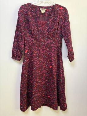 Jigsaw women’s 100% Silk Abstract Floral V-Neck Midi Dress Size Small